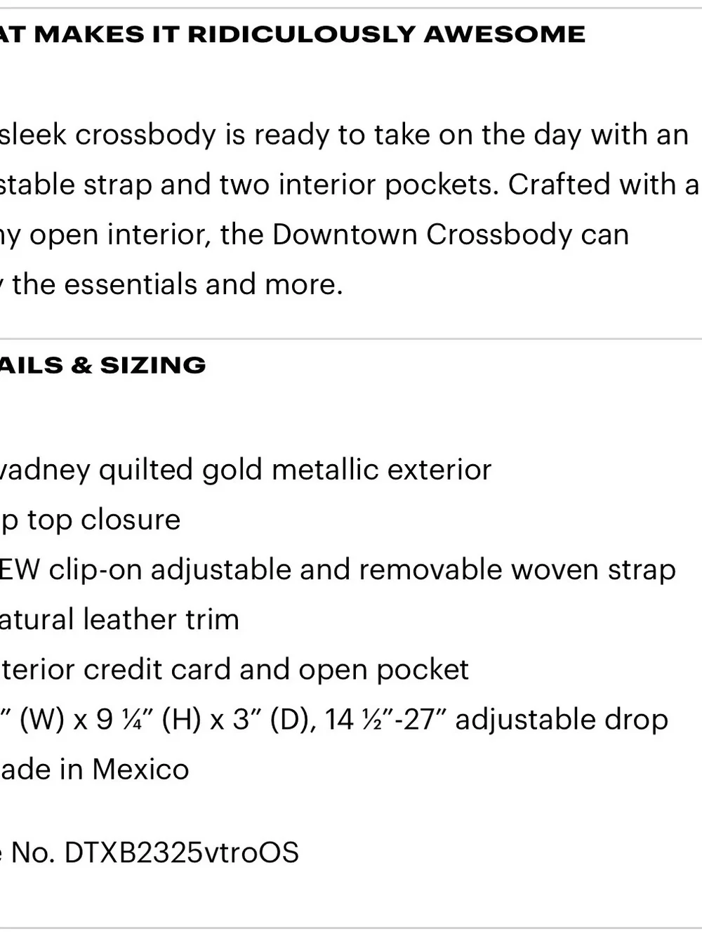 BRAND NEW! Consuela Gold Quilted Crossbody with Blue Striped Strap